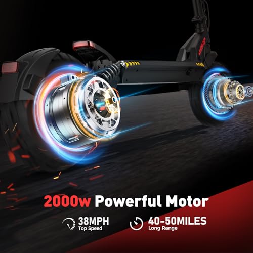 Electric Scooter with 28/38 MPH Top Speed, 40/50 Miles Range, 10/11" Offroad Pneumatic Tires, Foldable E7682
