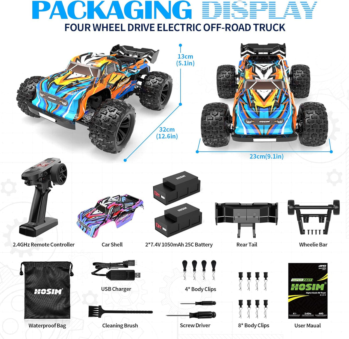 1:16 Brushless RC Car 52+KMH 4X4 Waterproof Off Road Buggy L1614