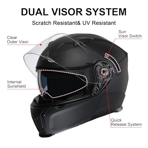 Modular Motorcycle Helmet Flip Up Full Face Dual Visor X738