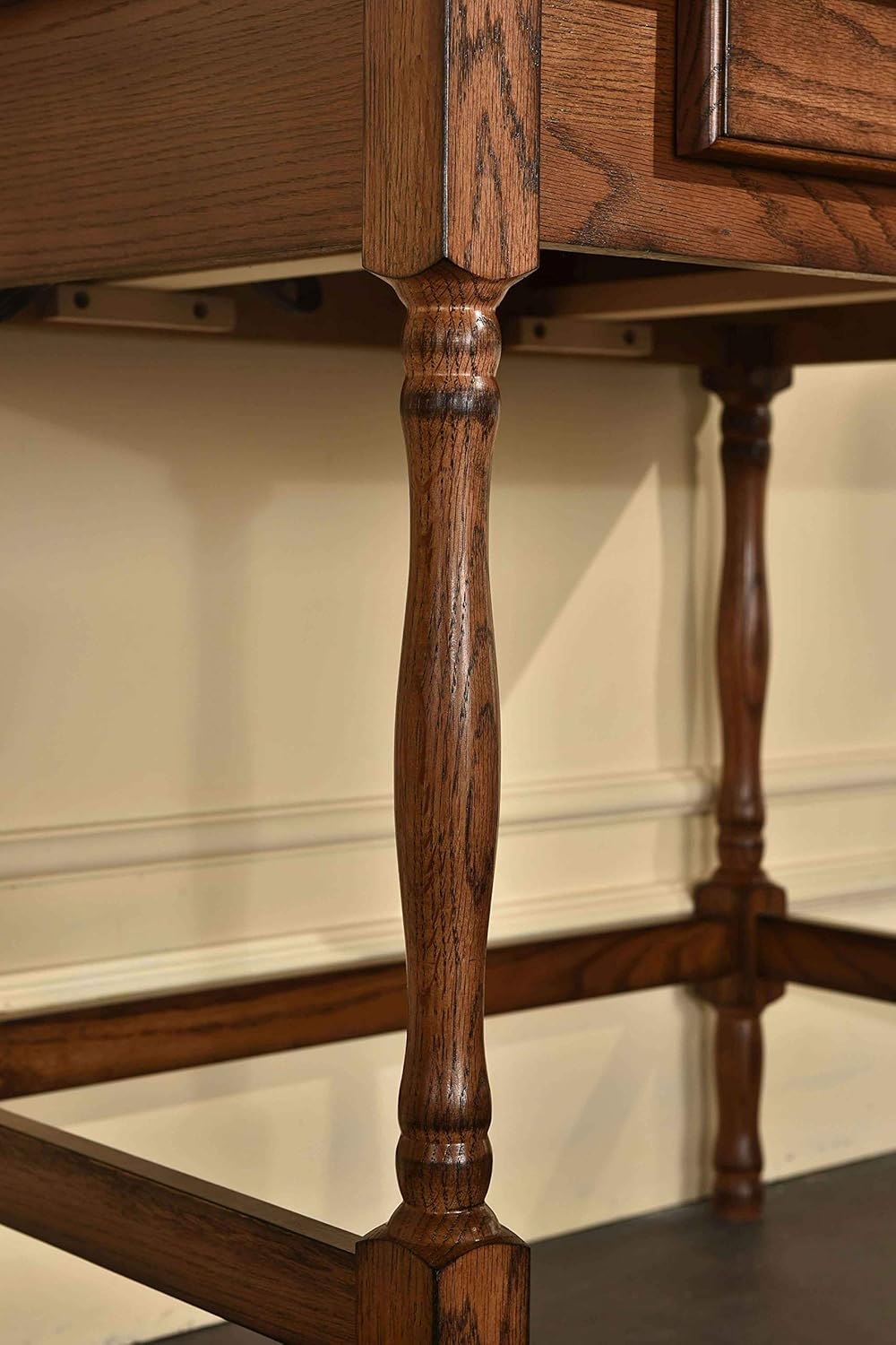 Mini Roll Top Desk Solid Oak Wood Burnished Walnut Finish J6167