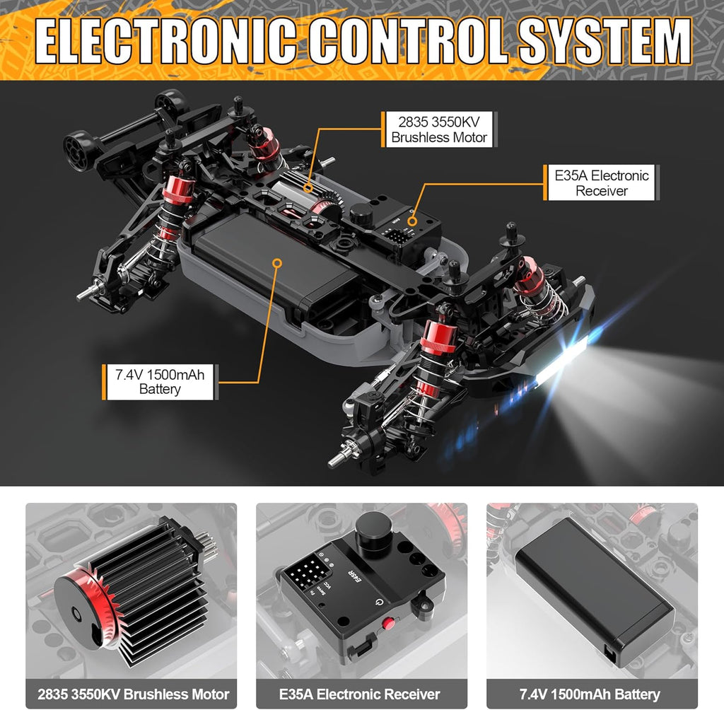 1:16 Brushless RC Car 52+KMH 4X4 Waterproof Off Road Buggy L1614