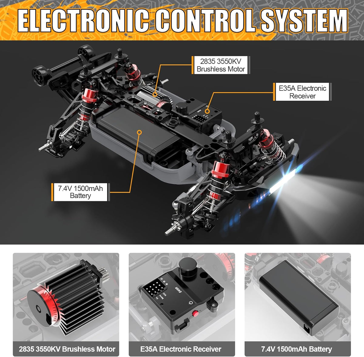1:16 Brushless RC Car 52+KMH 4X4 Waterproof Off Road Buggy L1614
