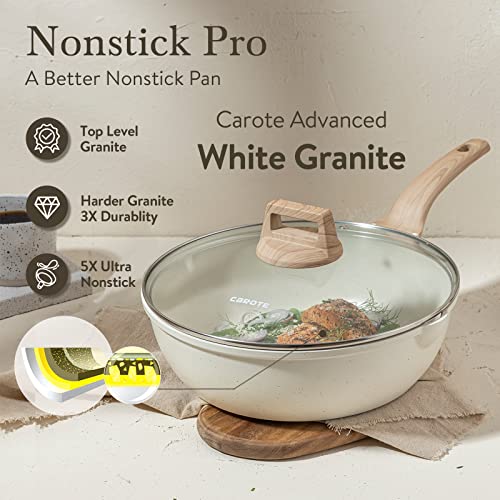 12Inch Nonstick Deep Frying Pan with Lid, 5.5 Qt Jumbo Cooker Saute Pan B11388