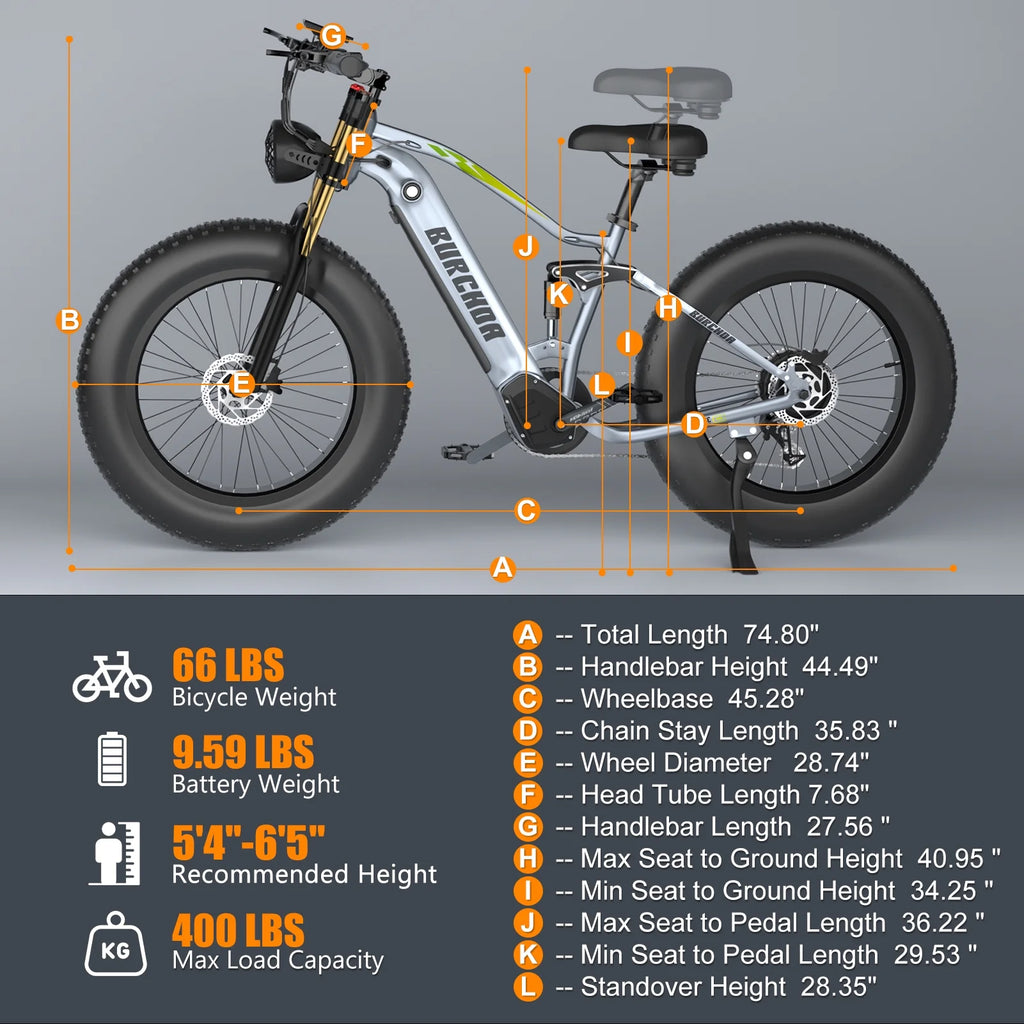 26" Fat Tire Full Suspension Electric Bike A50523