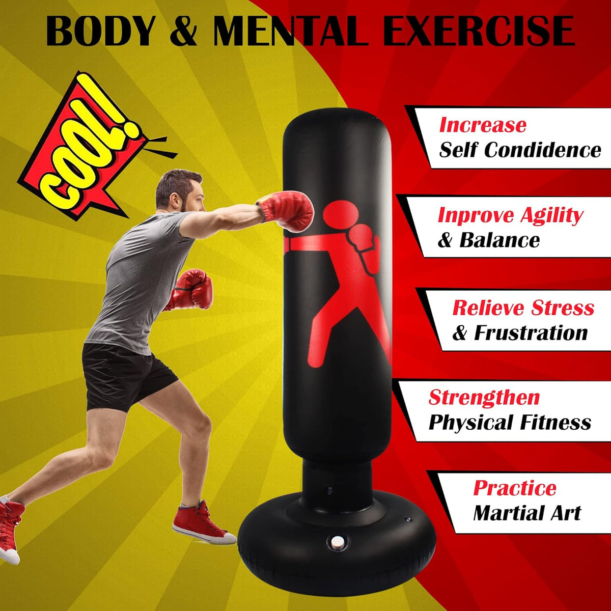 63" Freestanding Inflatable Punching Bag K221581