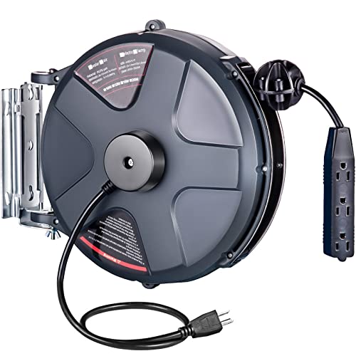 50 FT 14AWG/3C SJTOW Power Cord Reel with Lighted Triple Tap Outlet Z1916