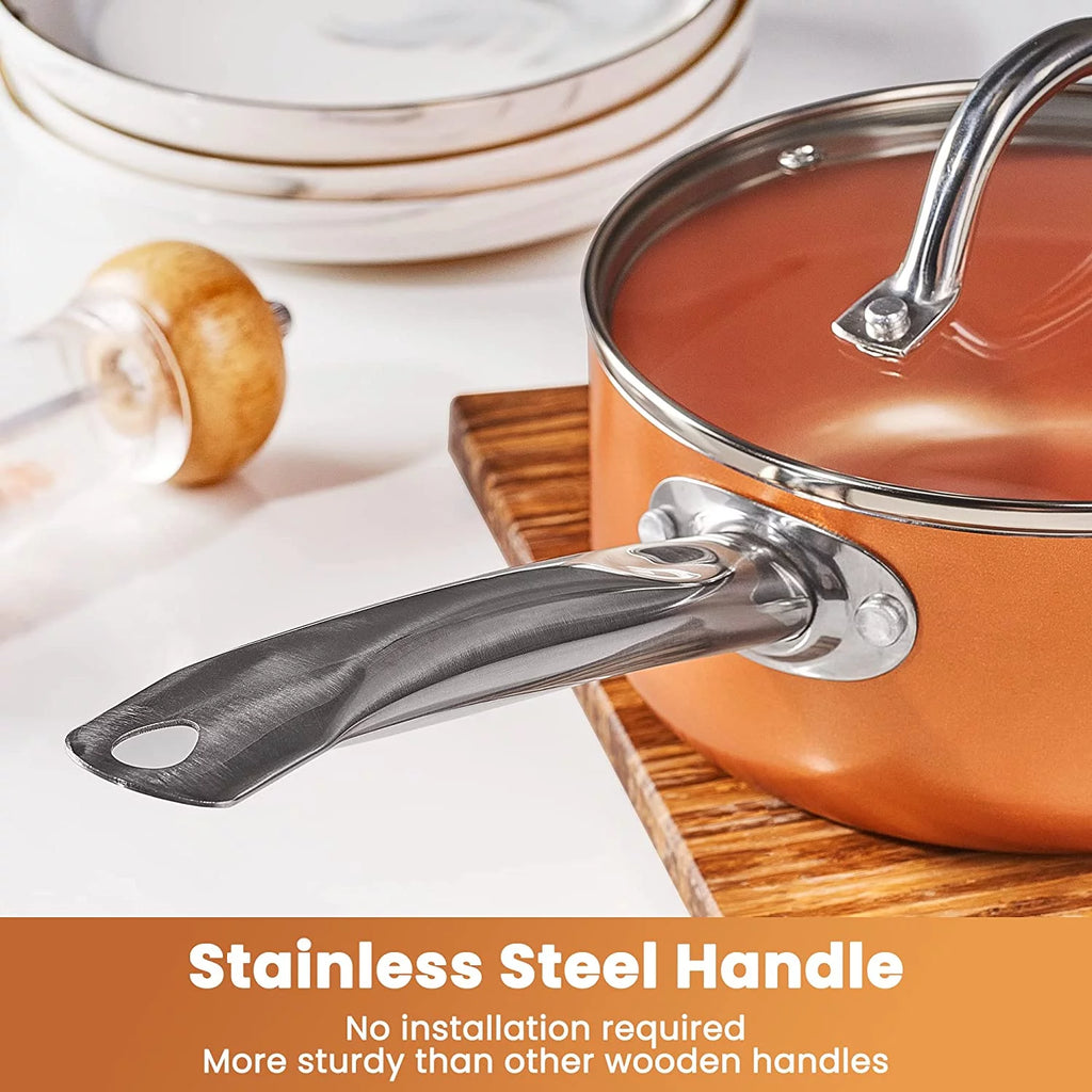 10 Piece Nonstick Ceramic Cookware Set with Stainless Steel Handles R5093