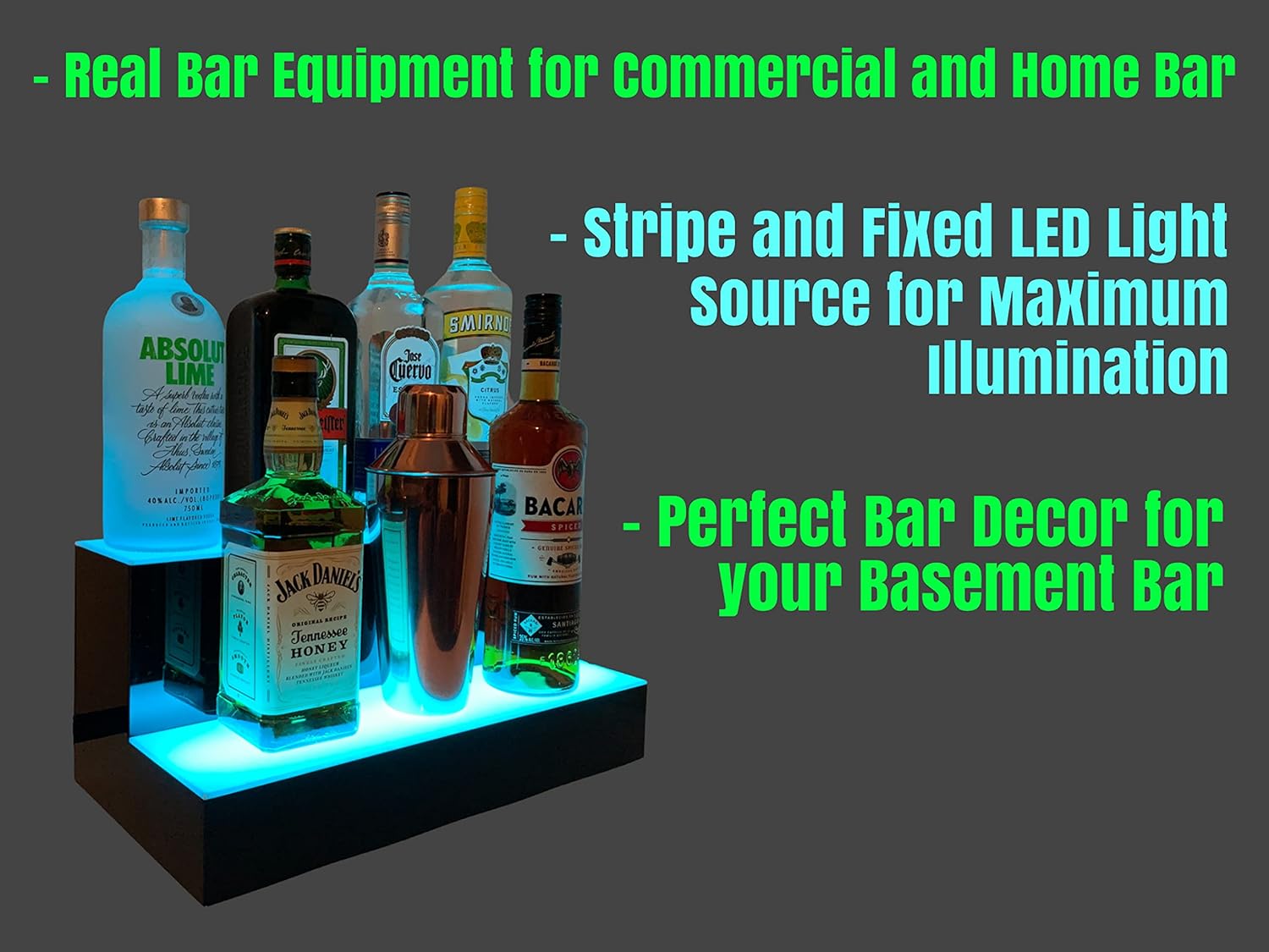 2 Step Multicolor LED Liquor Bottle Display Shelf 16 inch M505961