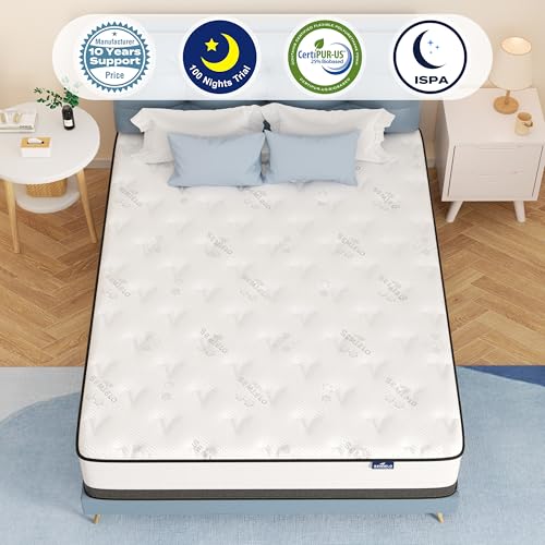 10 Inch Full Mattress Hybrid with Memory Foam and Pocketed Coils H978067