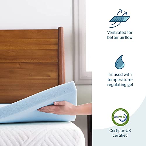 4 Inch Gel Memory Foam Mattress Topper, Twin XL, Blue A693364