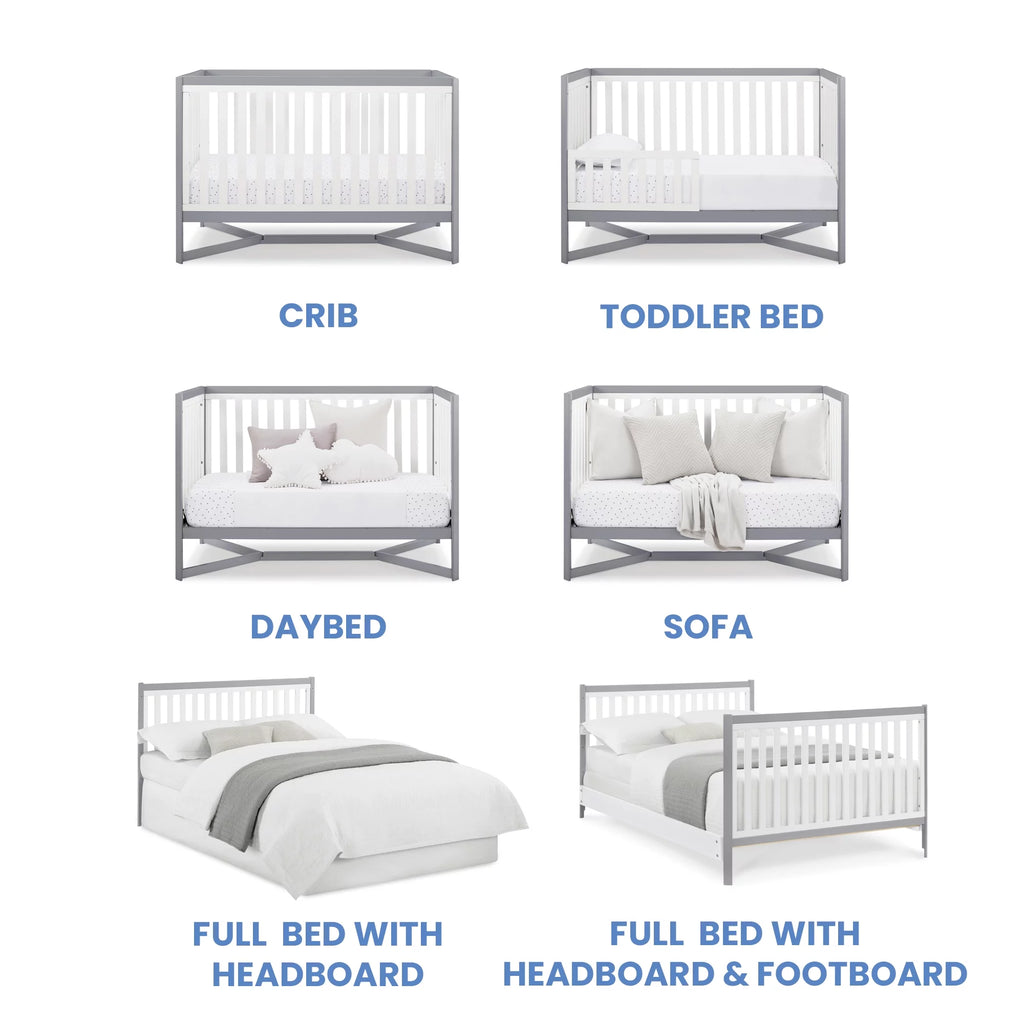 White/Gray 4-in-1 Convertible Crib K41766