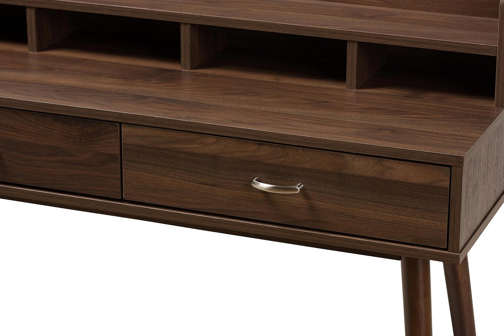 Walnut Brown 2-Drawer Desk L498
