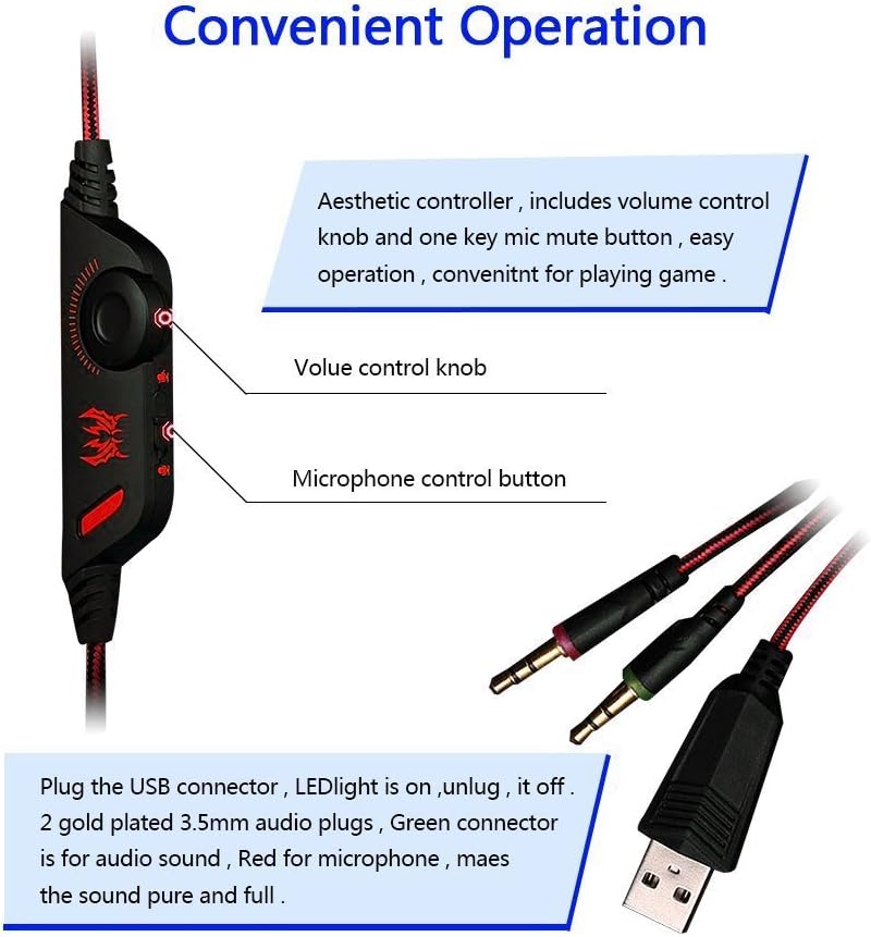 Comfortable 3.5mm Stereo Over-Ear Headphone Headband with LED Lighting E67221