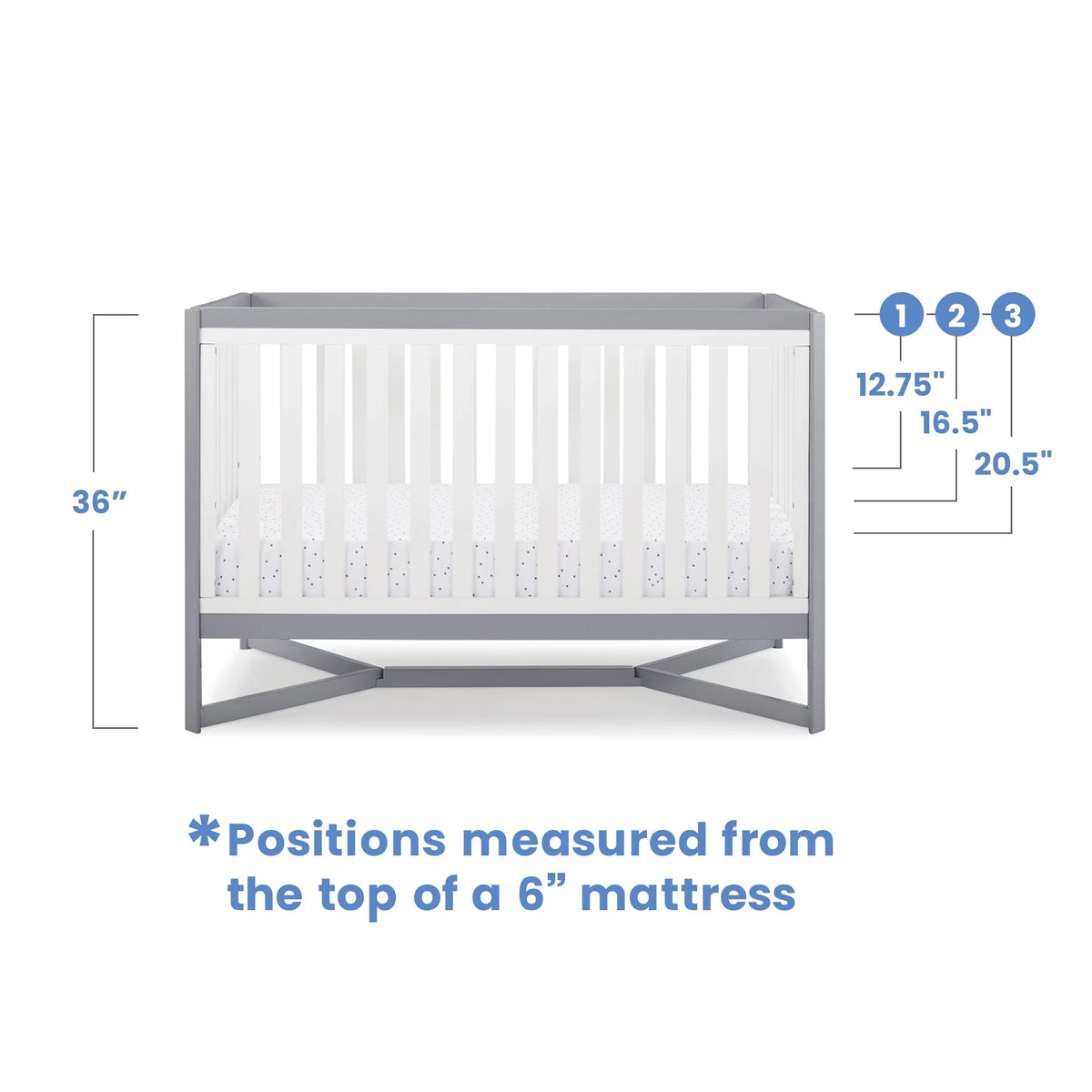 White/Gray 4-in-1 Convertible Crib K41766
