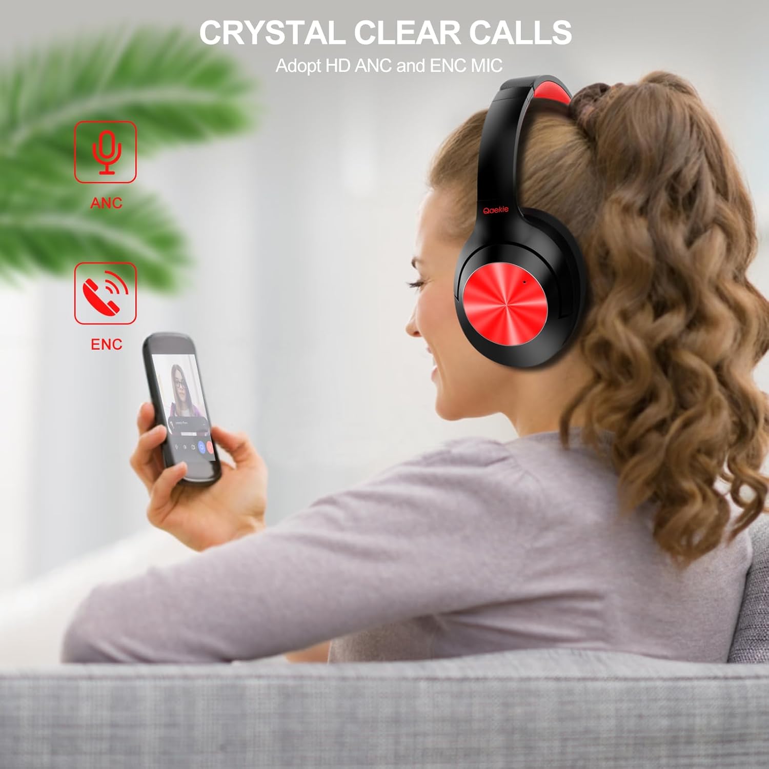 Hybrid Active Noise Cancelling Over Ear Bluetooth Headphones, 100H Playtime O5016