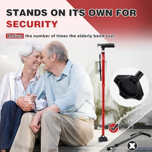 Folding Quad Cane with Two Led Lights S23333