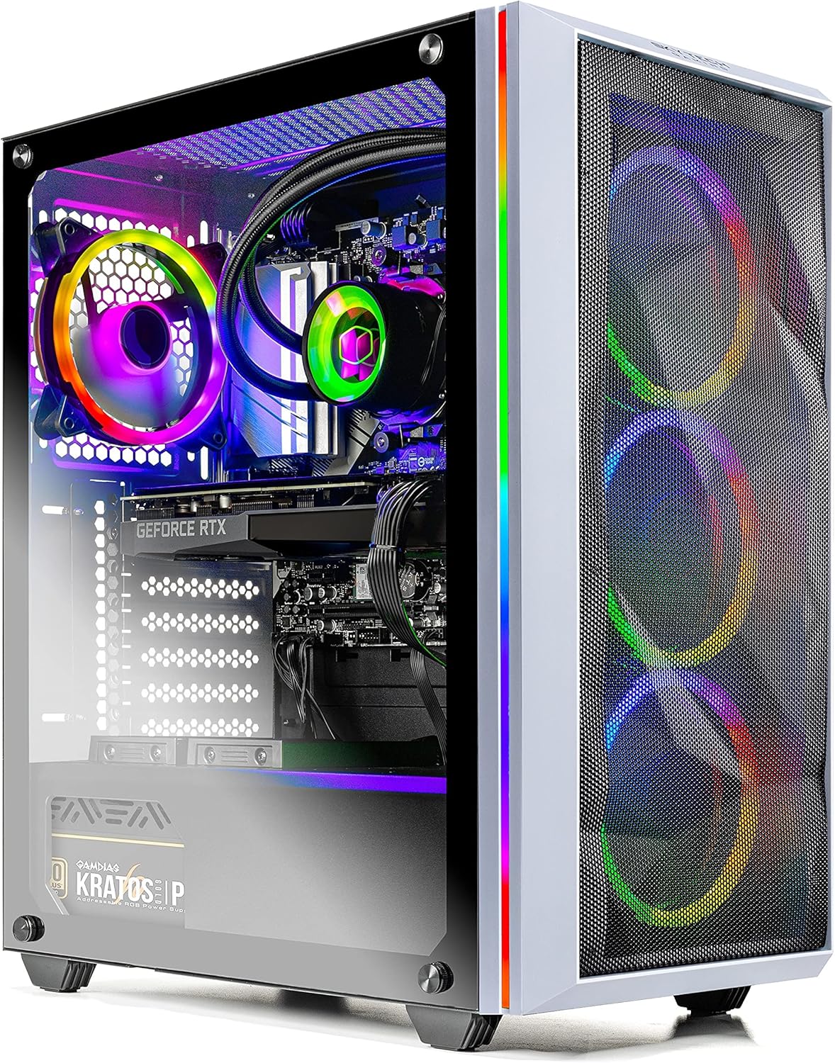 White Gaming Desktop PC with AMD Ryzen 5 5600X RTX 3070 Ti 1TB SSD 16GB DDR4 X164