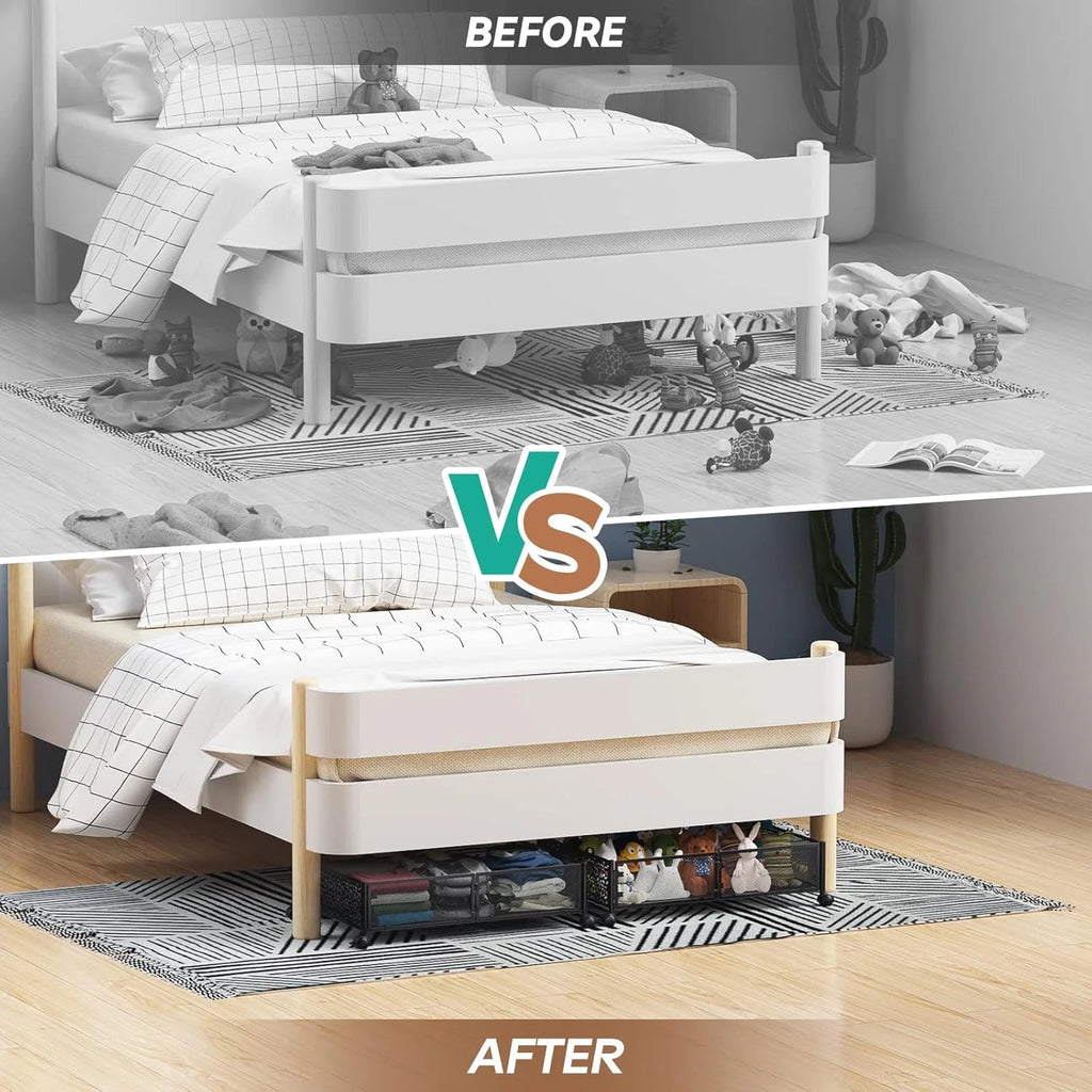 Under Bed Storage Containers with Wheels Metal Storage Containers -2PCK V580