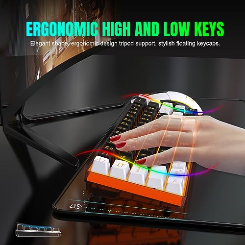 60% Wireless Gaming Keyboard and Mouse Combo, LED Backlit Rechargeable 2000mAh Battery, Small Membrane Keyboard C38306