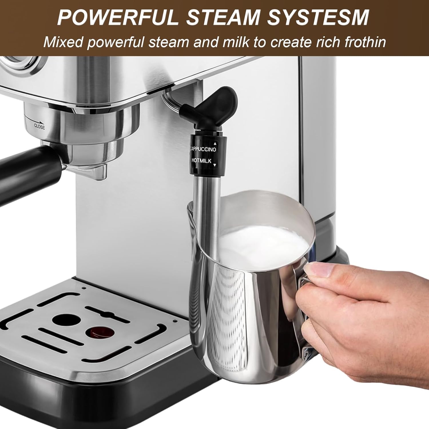 15 Bar Espresso Machine with Milk Frother Steamer H222