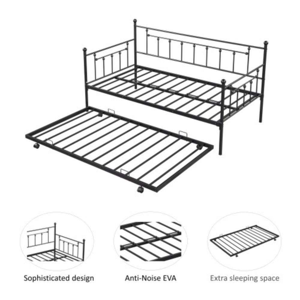 Black Metal Daybed with Trundle C3967