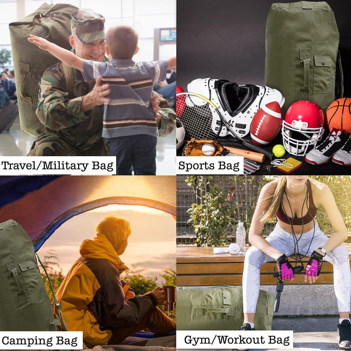 Military Green Canvas Duffel Bag F213