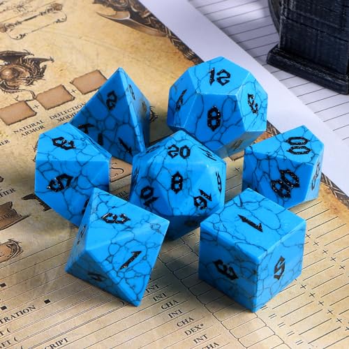 7 PCS Stone DND Dice Set with Case P585623