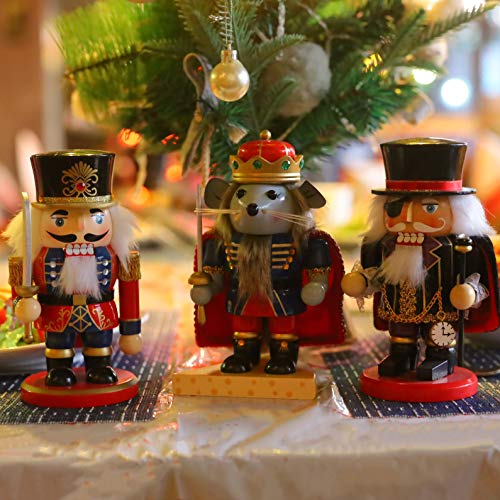 3 Set Christmas Nutcrackers Figures, 7 Inch Handmade Wooden Nutcracker Decorations A535650