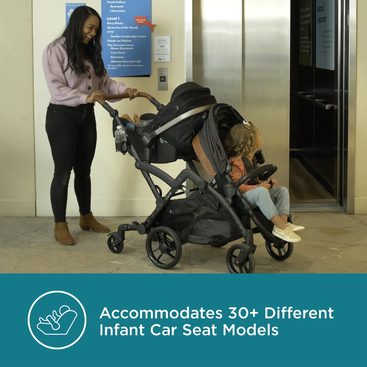 Black Herringbone Double Tandem Stroller I725714