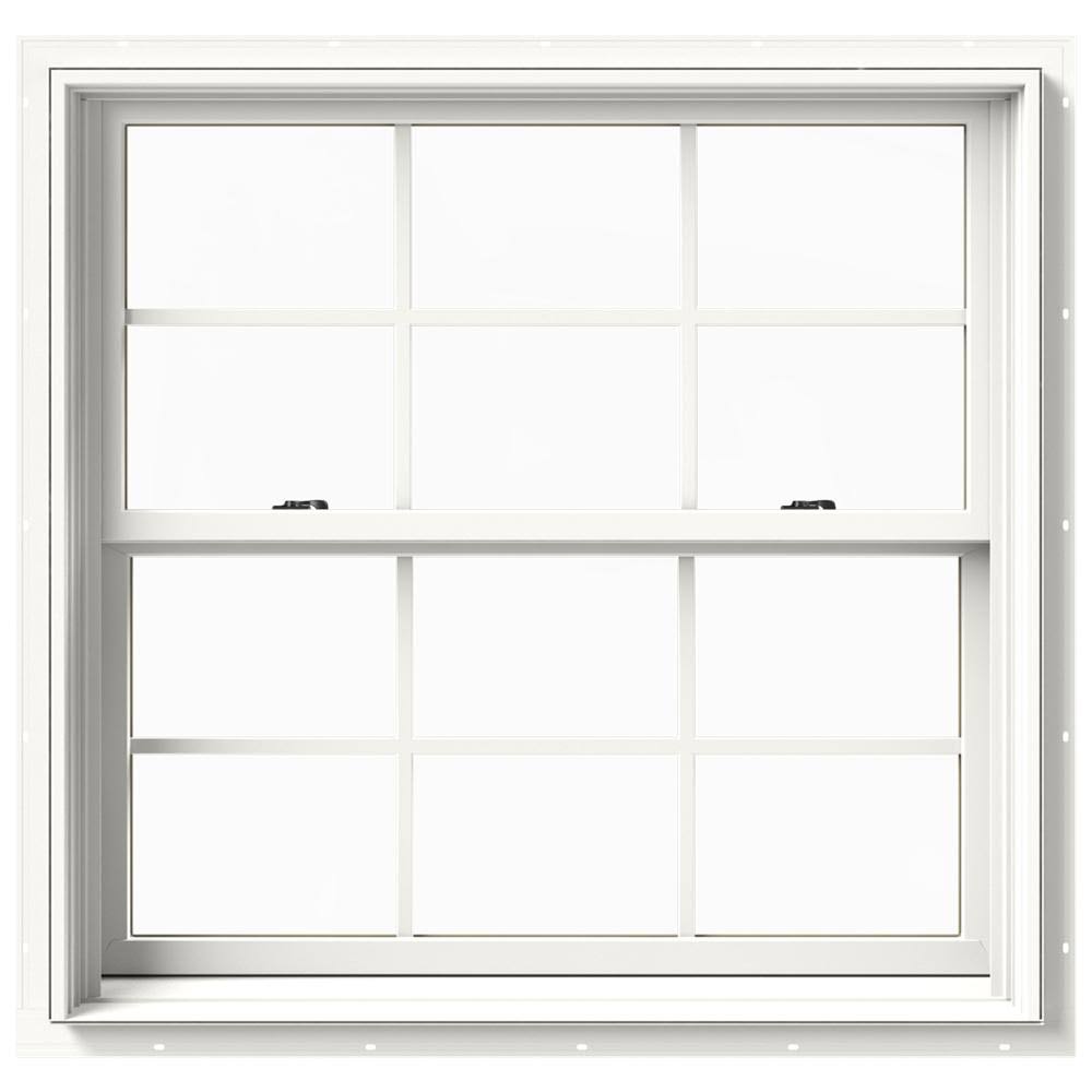 White Painted Clad Wood Double Hung Window with Screen H783