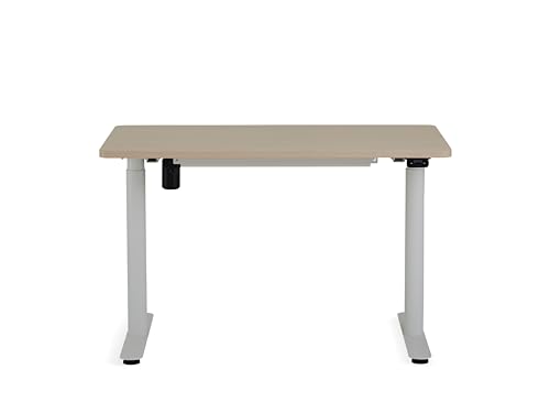 White Base & Light Oak Top Height-Adjustable Desk T741403