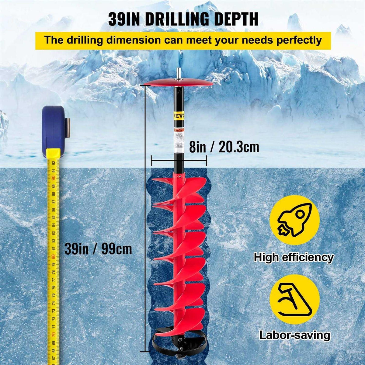 Red Nylon Ice Auger Bit 8”x39” V643485