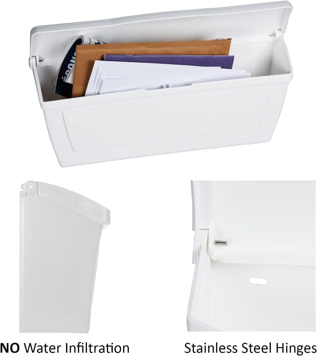 White Plastic Horizontal Mailbox with Newspaper Hook E992394