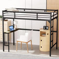 Black Metal Loft Bed Twin Size with Desk and Ladder S75955