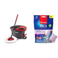 Microfiber Spin Mop & Bucket Floor Cleaning System Bundle with Hard Floor Cleaner (Lavender, 10 Count) A68991