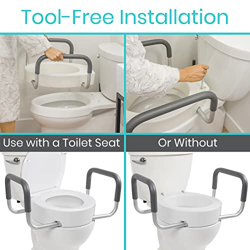 White Raised Toilet Seat with Handles R993594