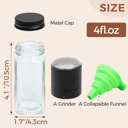 24Pcs 4oz Glass Spice Jars with Metal Lids F2641