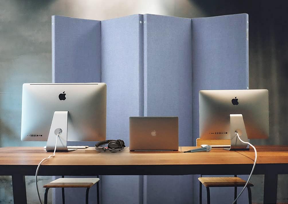 Blue 8 x 6.6 Folding Partition Panel Room Divider V354960