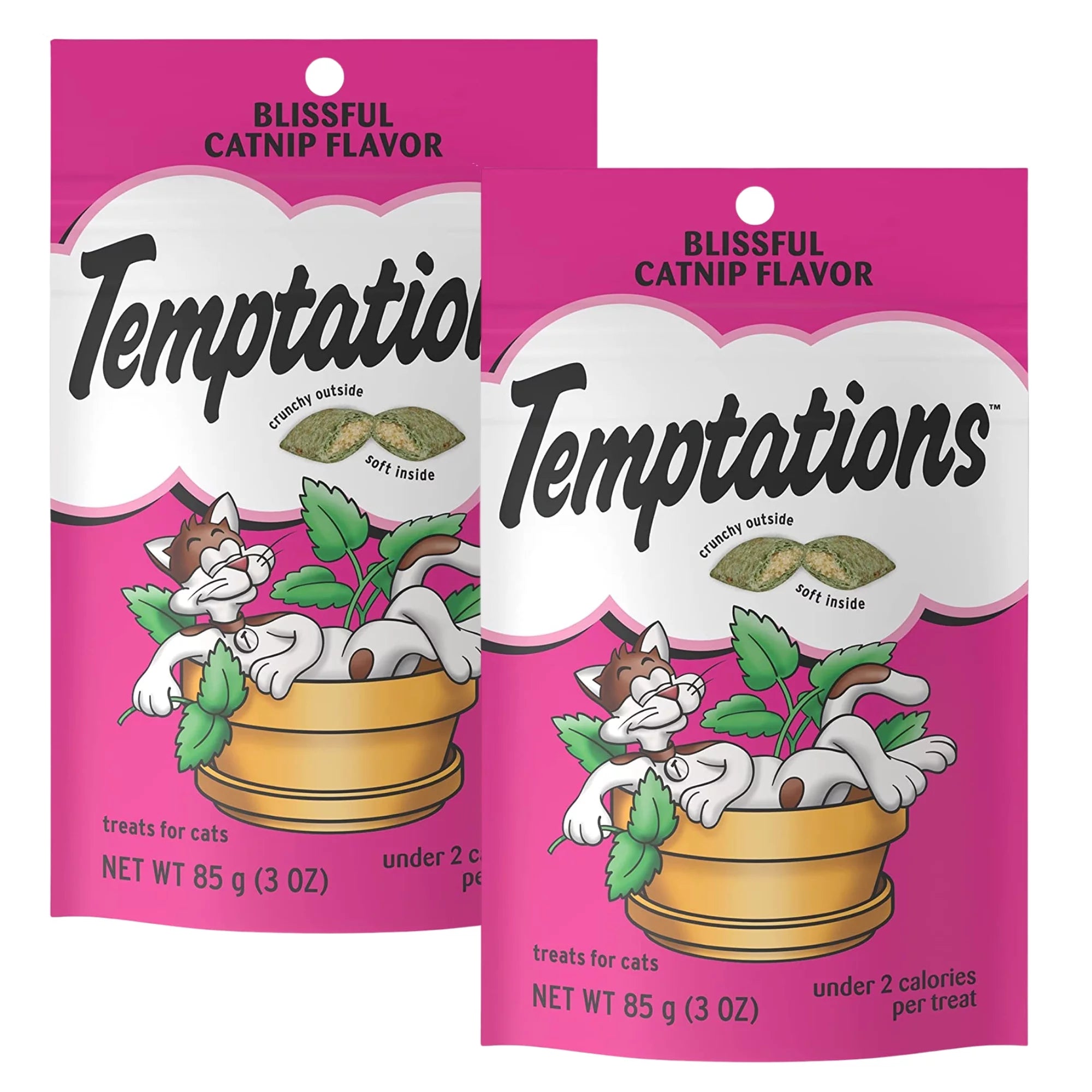 Classic Crunchy & Soft Cat Treats Blissful Catnip Flavor 3oz Resealable Pouch Pack of 2 K649