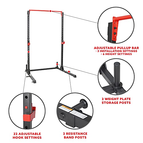 High Weight Capacity Power Cage and Squat Rack with J-Hooks, Adjustable Pull Up Bar S867