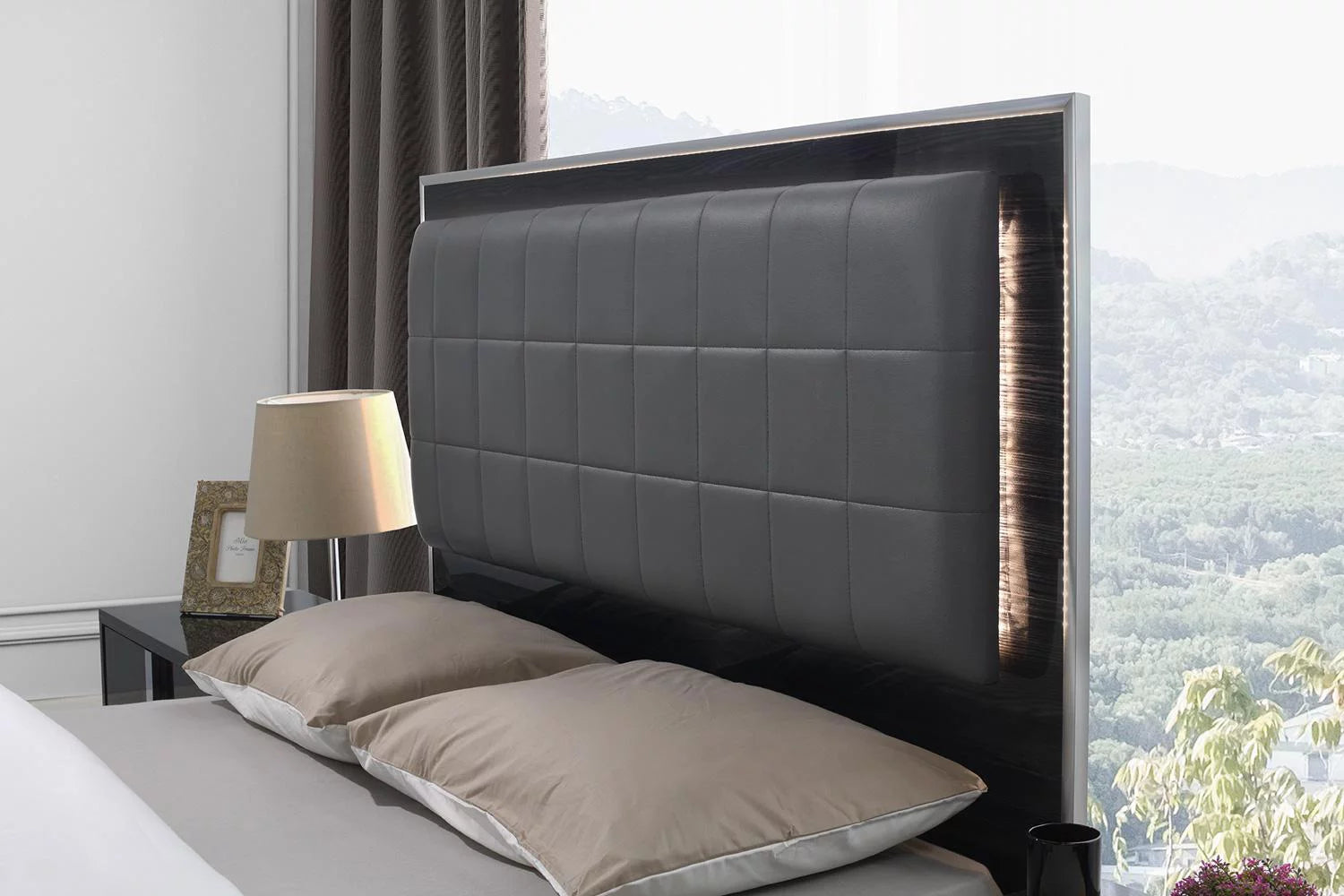 Gloss Grey Queen Bed with LED Light Y4193