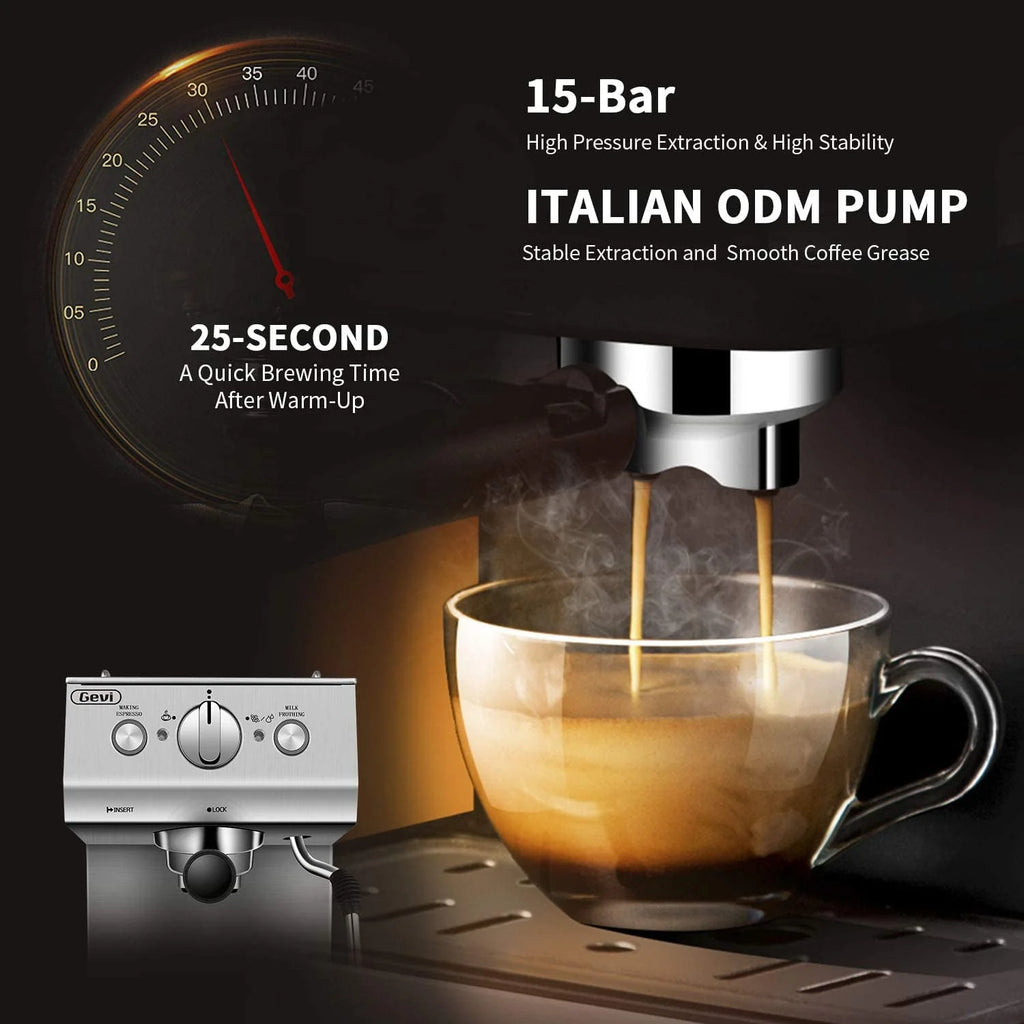 Silver Stainless Steel 15 Bar Espresso Machine H9193