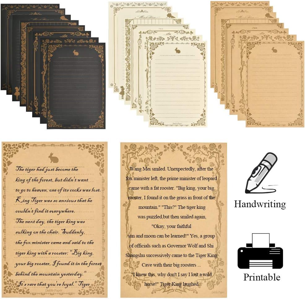 96 Sheets Vintage Stationary Paper and Envelopes Set W558273