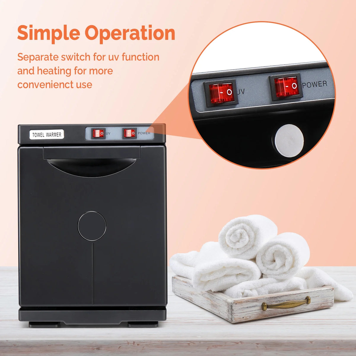 Black 5L Hot Towel Warmer UV Sterilizer Cabinet L389902