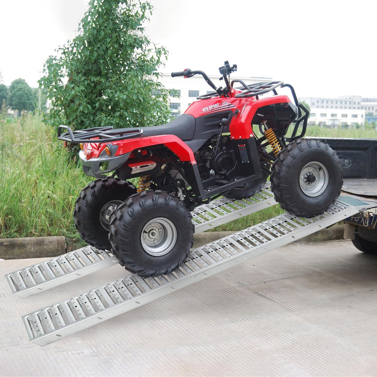 Silver Anti-Slip ATV Ramp Set of Two, 1500 lbs Capacity N99616
