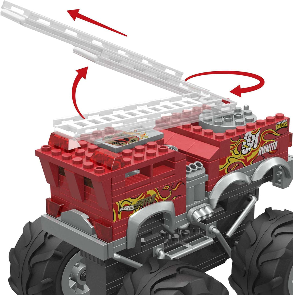 Red Monster Truck Building Toy Playset with 284 Pieces and Giant Wheels Q997831