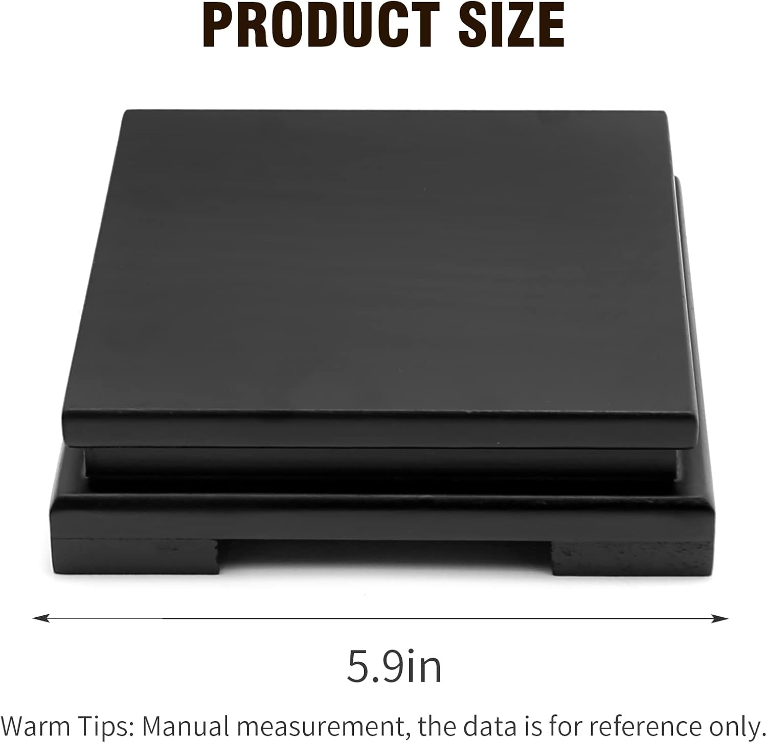 Square Wood Display Stand 6.7" W x 6.7" D x 1.7" H (Black) D2336