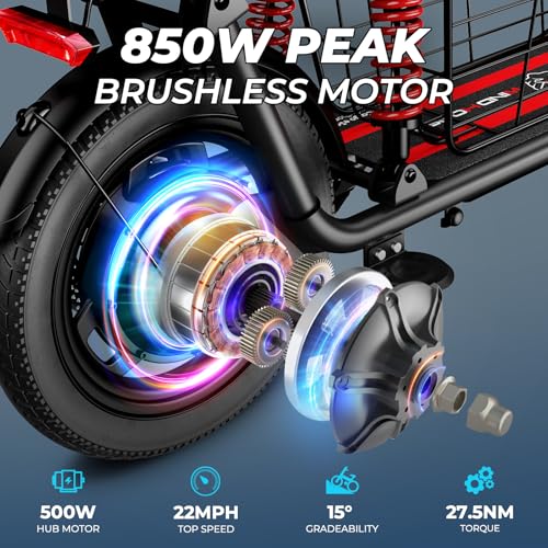 850W Peak Electric Scooter with Seat, 22MPH & 25 Miles Range, Dual Suspension, 14" Folding E Scooters G525998