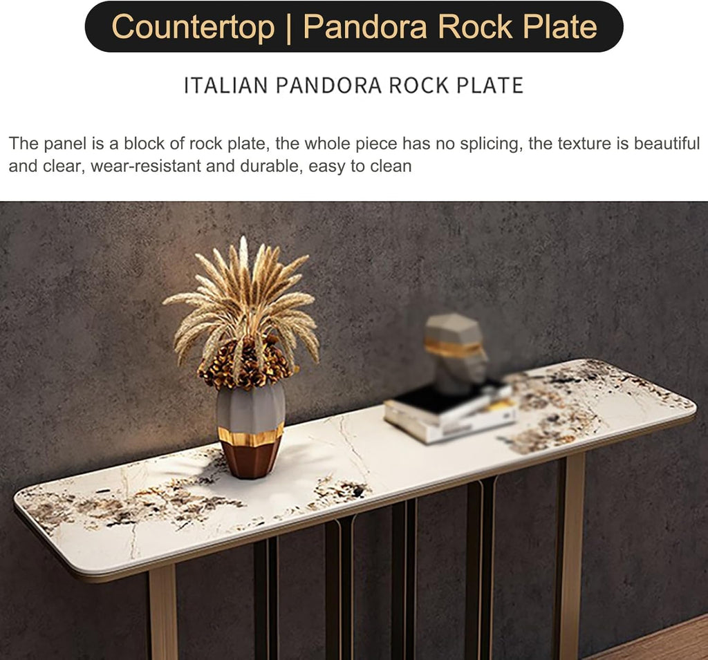 Narrow Entryway Table with Geometric Metal Base J266848