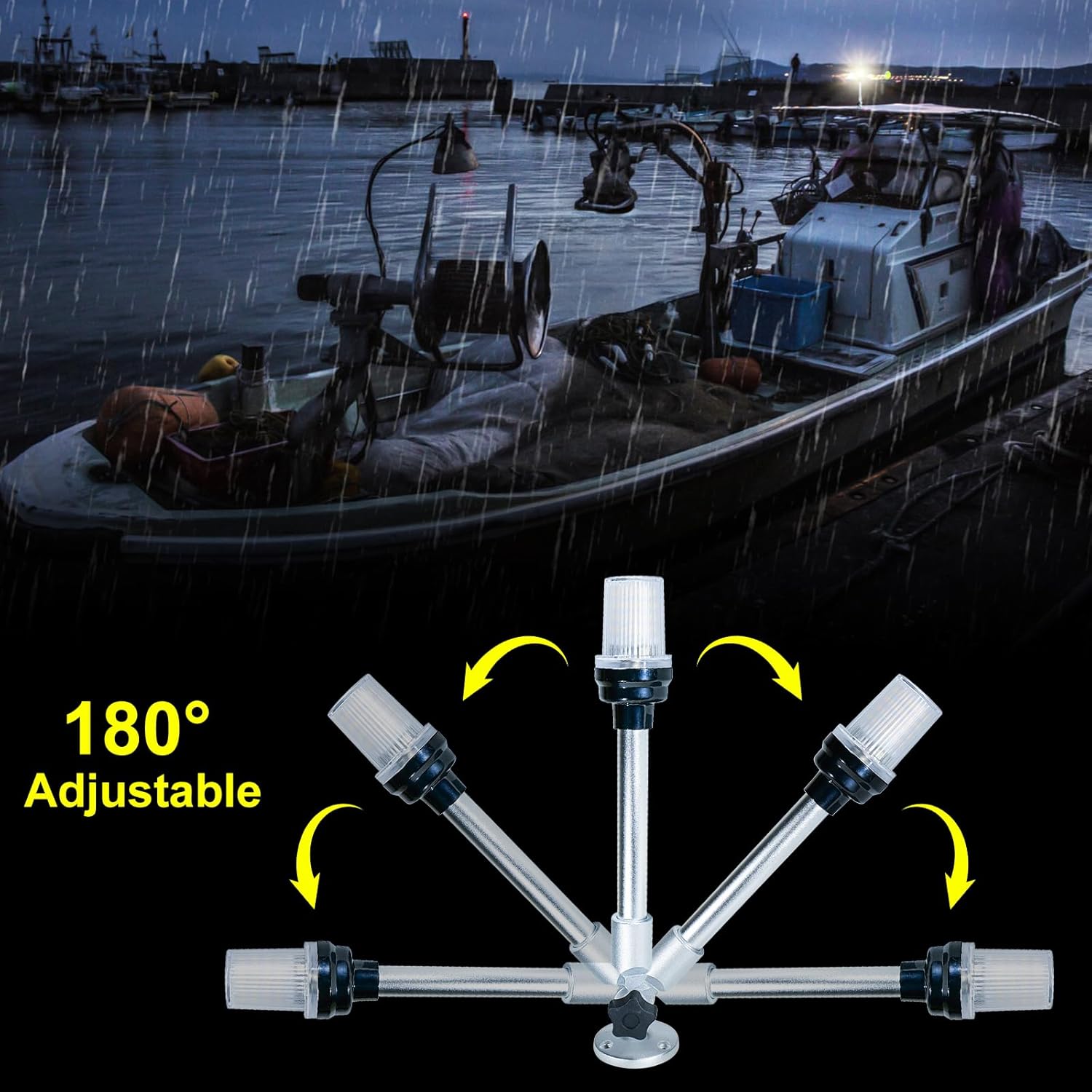 12 Inch LED Fold Down Boat Anchor Light Navigation Lamp Waterproof P8364